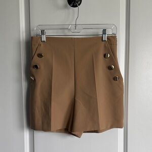 Zara High Waist Tan Women's Shorts
